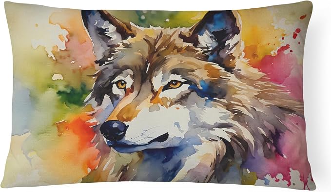 Caroline's Treasures DAC3006PW1216 Wolves Wolf Throw Pillow Machine Washable, Indoor Outdoor Decorative Pillow for Couch, Bed or Patio, 12HX16W
