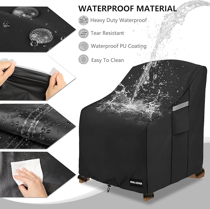 Outdoor Chair Covers 37" W x 40" D x 36" H,600D Heavy Duty Waterproof Patio Chair Cover,Outdoor Furniture Covers for Lawn/Garden Chiar,Black