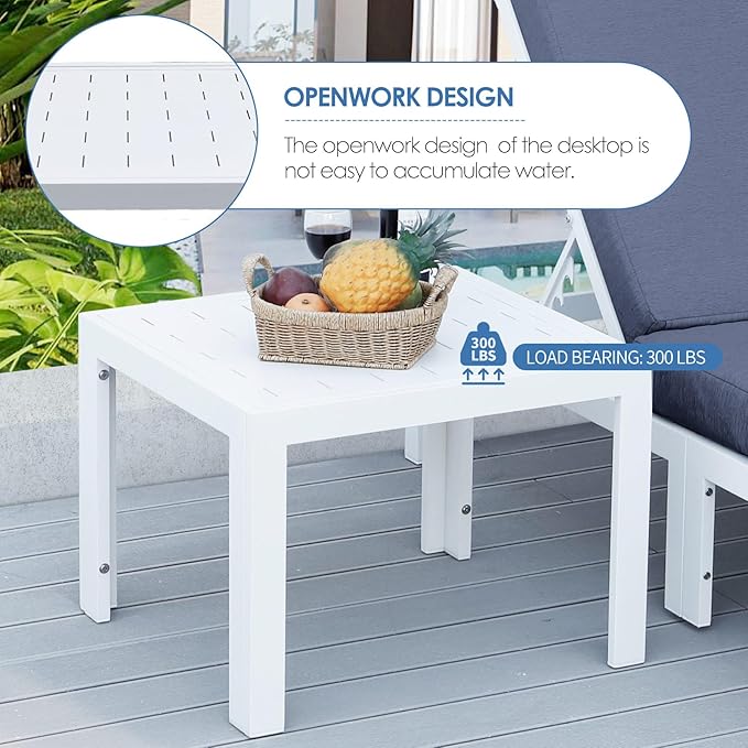 NICESOUL 14 Piece Extra Large Aluminum Outdoor Furniture Set, Rust-Proof Luxury Patio Sectional with Coffee Table, 500lbs Sturdy Comfortable Couch Sofa Conversations for Outside Garden, Denim Blue