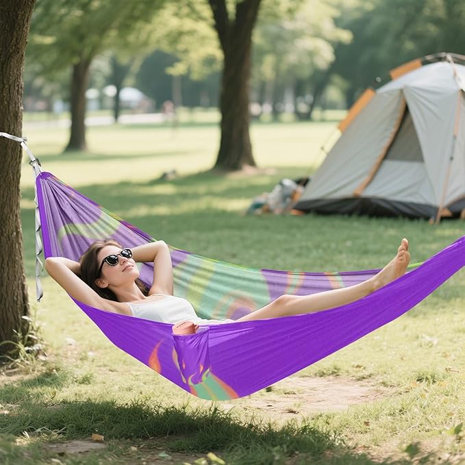 Purple Fluorescent Cool Flame 330lb Capacity Outdoor Hammock with Portabl Carry Bag Rope Hammock for Outside Patio Garden soporte para hamacas para adultos