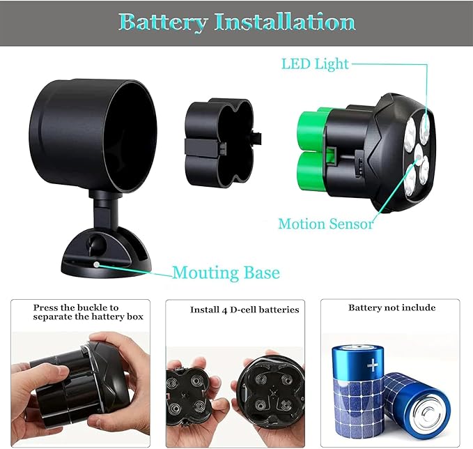 Battery Operated Motion Outdoor Waterproof Lights, 800 Lumen Ultra Bright Battery Powered Night Activation Security Spotlight for Porch, Trash Can, Stairs, Garage (1 Pack)