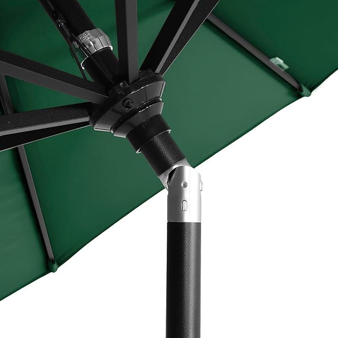 California Umbrella 5-Year-Non-Fading, 9Ft Premium Patio Umbrella, Hand-Crank, Button-Tilt, Black Frame, Solution Dyed Hunter Green Fabric