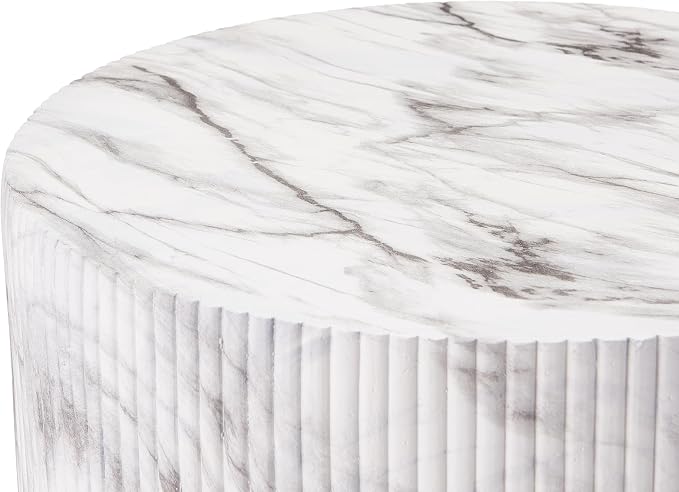 Christopher Knight Home Parson Patio Lightweight Concrete Round Coffee Table, Indoor and Outdoor Table for Garden/Backyard/Poolside/Balcony Cafeteria, MGO Outdoor Side Table with No Assembly, Marble