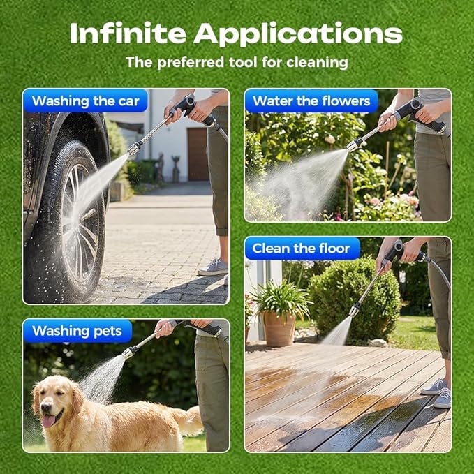 Pressure Washer, 15x More Powerful Than Hoses, 2026 Upgraded High Power Electric Cleaner with 360° Rotating Portable Outdoor Cleaning Tool (A)