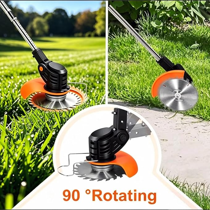 Weed Wacker，Electric Weed wackers with 2pcs 21V Batteries, Cordless Weed Wacker with 3 Different Types of Blades, String Trimmer, Weed Eater Battery Operated Suitable for Lawn, Garden and Villa