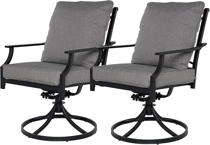 Grand patio Outdoor Patio Dining Set 2 Swivel Dining Chairs Outdoor Furniture Set with Olefin Cushions, Grey
