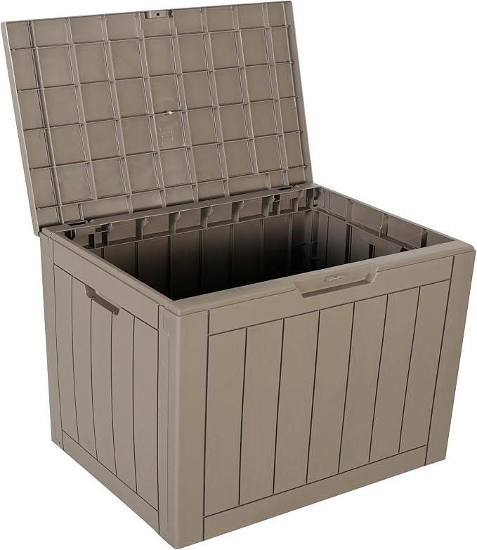 BTEXPERT Indoor Outdoor Storage Box, 30 Gallon Resin Deck Container for Package Delivery Patio Furniture Cushions Garden Tools Pool Sports Equipment UV Resistant Waterproof Lockable