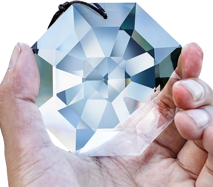 3'' Large Crystal Suncatcher Prisms for Window Hanging Clear Crystal Prism | Sun Catcher Indoor Window,Glass Ornaments For Christmas Tree Home Garden Decor,Light Catcher,Rainbow Maker,Large Prisms