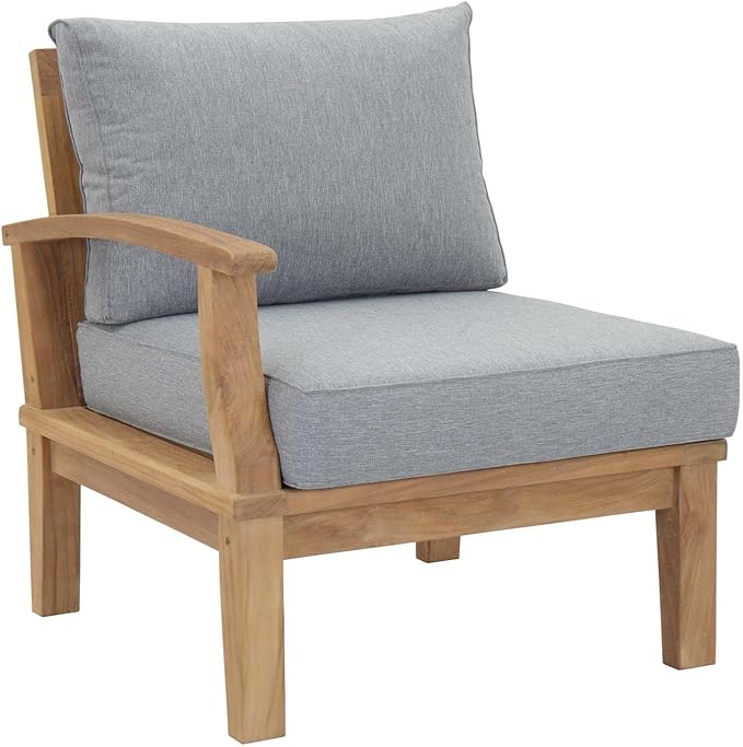 Modway EEI-1479-NAT-GRY-SET Marina Premium Grade A Teak Wood 8-Piece Outdoor Patio Furniture Set, Natural Gray