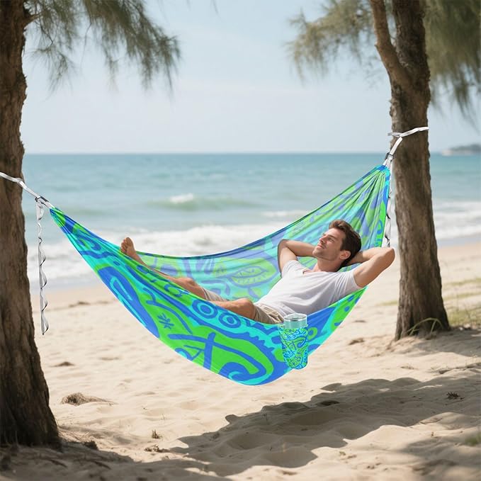 Blue-Green Tie-dye 330lb Capacity Hammocks for Camping with Portabl Carry Bag Rope Hammock for Outside Patio Garden Bases para hamacas para adultos