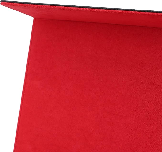 Card Deck Box with Magnetic Closure 3Row Large Capacity PU Leather Storage Case for Tarot and Game Cards (Black Shell with Red Lining)