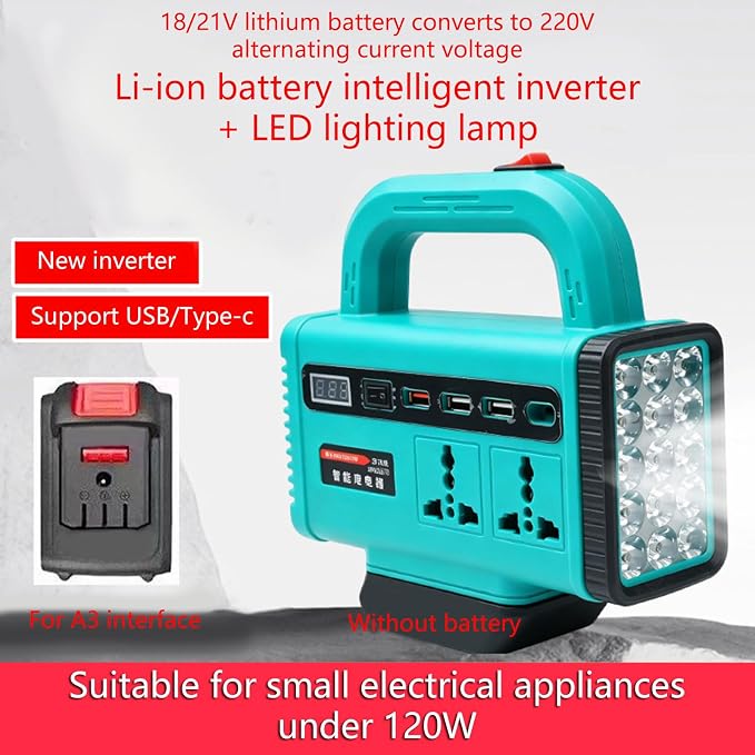 Gavery DC18V-21V to AC180V-220V Efficient Power Inverters 120W for Camping Travel and Emergencies Power Needs