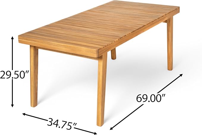 Merax 69" Acacia Wood Outdoor Dining Table with Slatted Top for Patio & Garden Gatherings, 300 lbs Weight Capacity, Natural