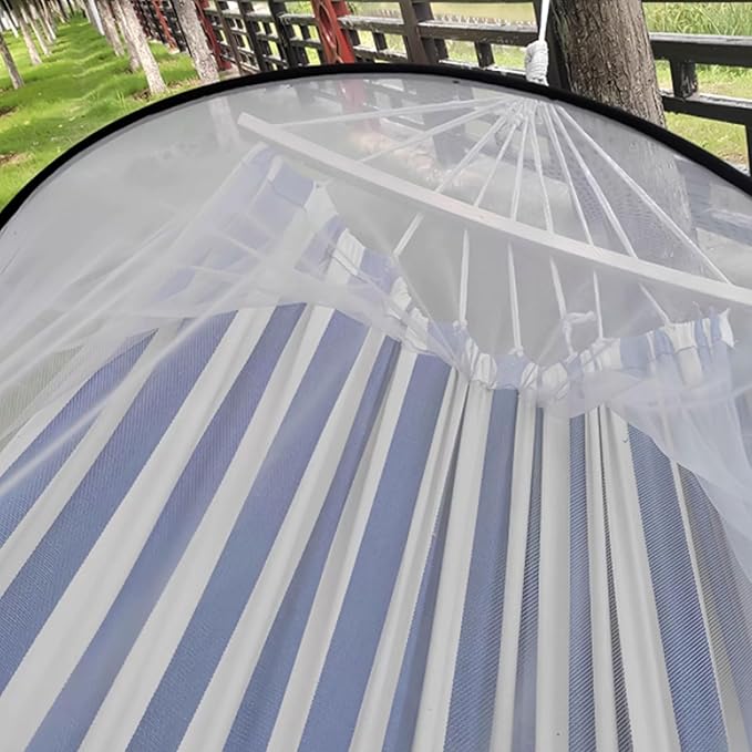 Portable Oxford Cloth Hammock Outdoor Travel Camping with Its Own Frame Portable Multi-Purpose Hammock Comfortable(Black-White)