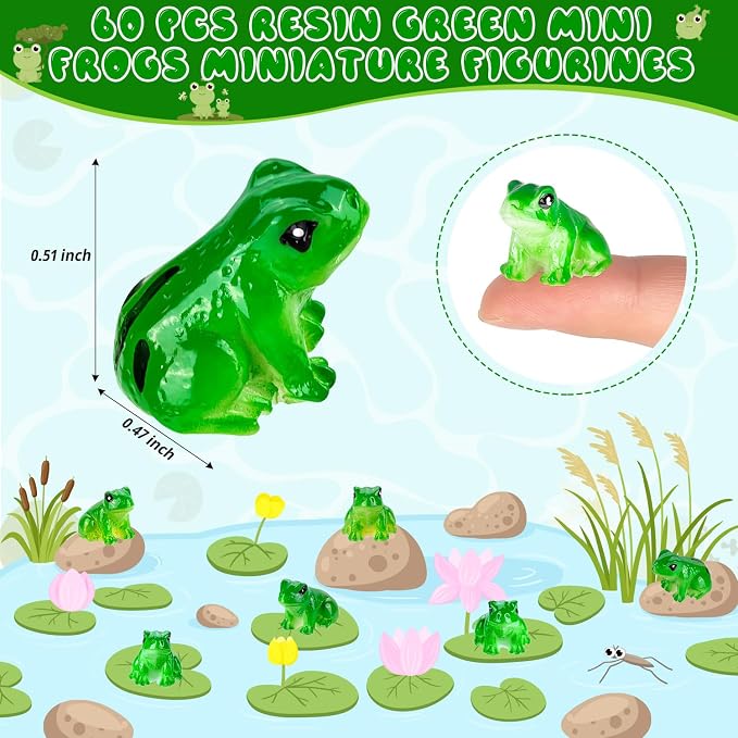 120 PCS Mini Resin Frogs Green Frogs Figurines for Model Fairy Garden | Model Fairy Garden Miniature Moss Landscape Display, DIY Terrarium Crafts, Home Decor, Hiding Game