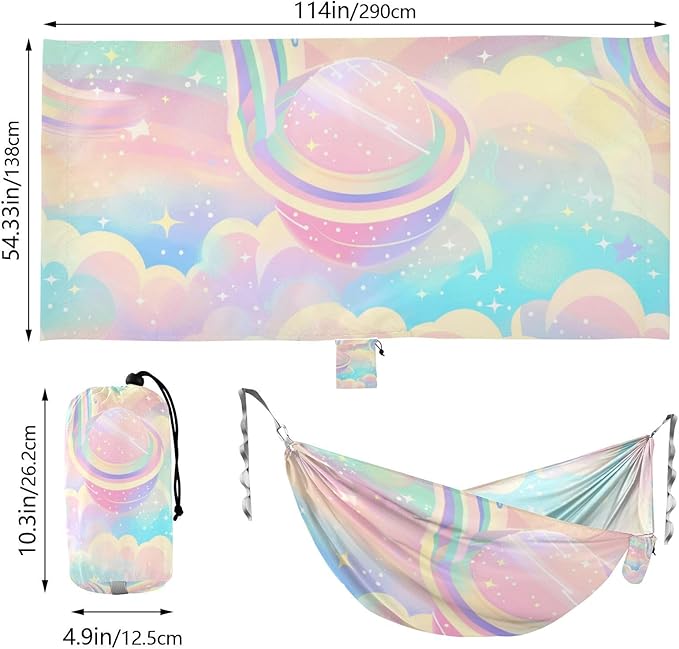 A Pastel Rainbow Sky 330lb Capacity Hammocks with Hanging Rope Rope Hammock for Outside Patio Garden Bases para hamacas para adultos