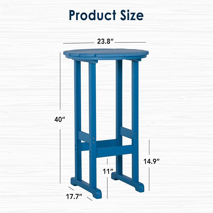 nalone 40" Outdoor Bar Table, All Weather HDPE Bar Height Patio Table Counter Round Patio Cocktail Bar Tables, Tall Bistro Tables Pub Table for Deck, Porch, Backyard, Garden