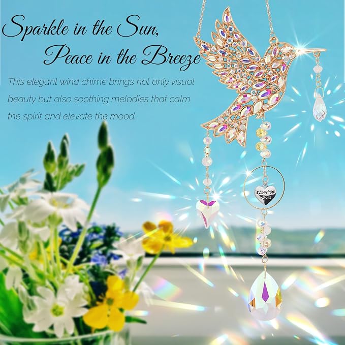 Hummingbird Gifts for Mom, Mom Gifts for Birthday Christmas from Daughter, Sun Catchers Indoor Window Outdoor Garden, Spring Home Decor Hummingbird Gift for Women Mother Grandma Bird Lovers