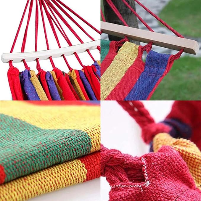 Double Hammock Chair Outdoor, Portable Hammock for Trees, Camping Hammocks for Outside, Comfortable Fabric Hammock, for Terrace, Balcony, Garden