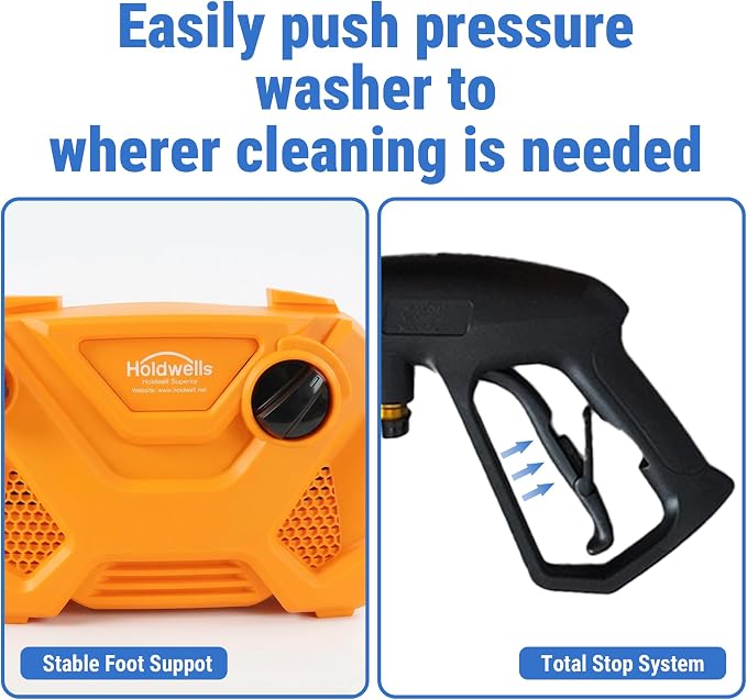 HoldwellS 2026 New Portable P*ressure Washer 2200 MAX PSI, P*ower Cleaner Built-in Carry Handle, 33FT Wire, Detachable F*OAM C*annon, 4-N*ozzle Set, for Cars/Fences/Driveways/Home/Patios