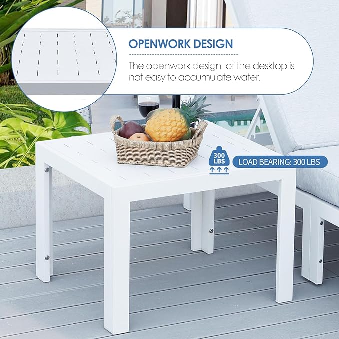 NICESOUL 10 Pcs L-Shaped Contemporary Aluminum Outdoor Furniture Set, 29" Deep Wide Large Couch Set, 500 lbs High Weight Capacity Modular Patio Sectional Sofa with Side Table for Garden, Light Grey