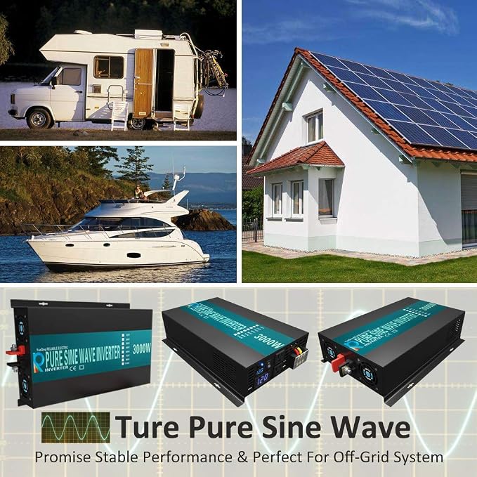 WZRELB 3000W 12V Pure Sine Wave Solar Power Inverter DC AC Converter (RBP300012W)