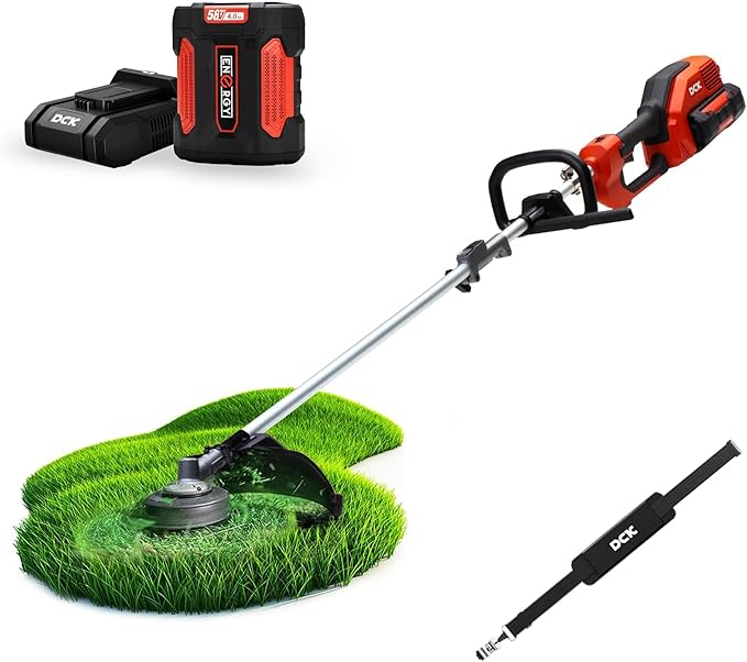 DCK 58V Multi-Head String Trimmer Cordless, 15" Brushless Weed Wacker with Rapid Reload and Auto Feed, 3-Speed Multi-Head Lawn Edger, Electric Weed Eater for Grass, 4.0Ah Battery and Charger