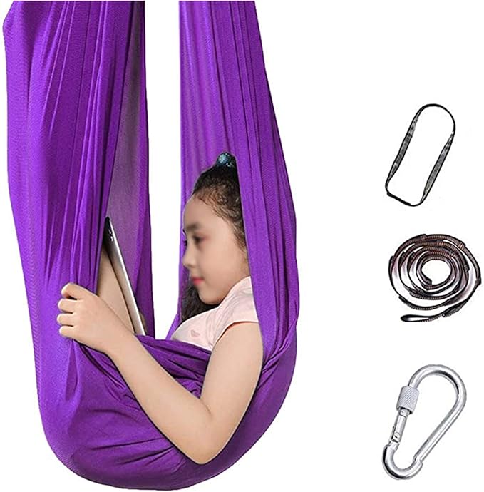 Kids Indoor Therapy Swings Chair Sensory Swing Hanging Hammock for Children Adult Integration Autism ADHD Aspergers Sensory Integration (Color : Purple, Size : 100 x 280 cm)