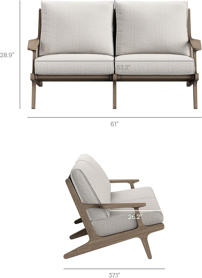 Modway Saratoga 4-Piece Outdoor Furniture Set in Pebble - Patio Conversation Set with Sofa, Loveseat, Side Table and Coffee Table