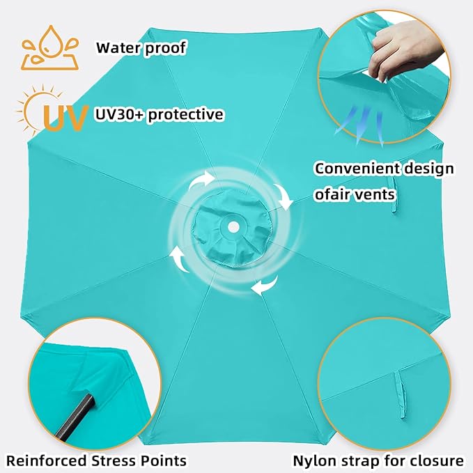 Patio Umbrella 9 ft Replacement Canopy for 8 Ribs-Canopy Only