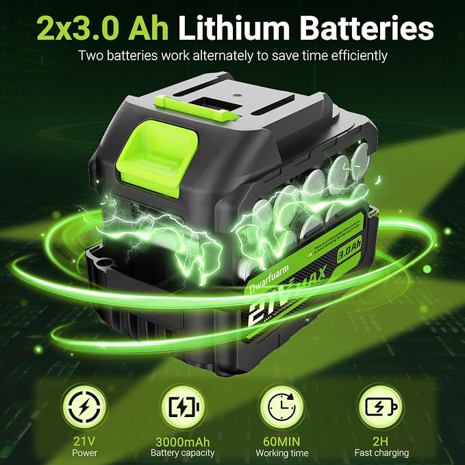 2-In-1 Cordless Electric Pole Saw for Tree Trimming, 8 Inch Chainsaw with 2 x 3000mAh Batteries, LCD Display, 15.6 FT Max Reach, 180° Adjustable Cutting Head for Tree Trimmer Limb Branch Cutter Pruner