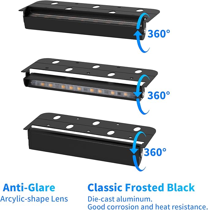 8-Packs 3W 7 Inch LED Hardscape Paver Lighting,12V AC/DC Low Voltage Retaining Wall Lights,LED Landscape Lighting,2700K Soft White Outdoor Step Light,50,000 Hours Lifespan-Black