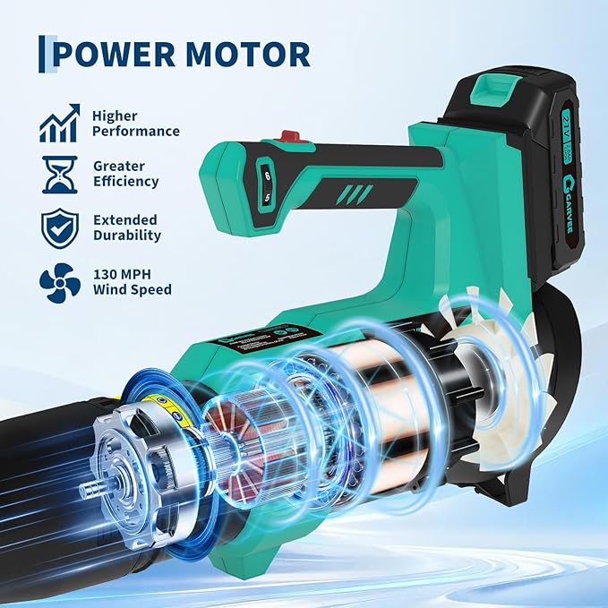 Garvee 20V String Trimmer with Wheel Cordless 12 Inch 8 Pcs Line Feed / 550 CFM Leaf Blower, Lightweight Design. 4 * 2.0 Batteries. Extra-Long Battery Life of 60-120 Minutes, 2 Fast Charger