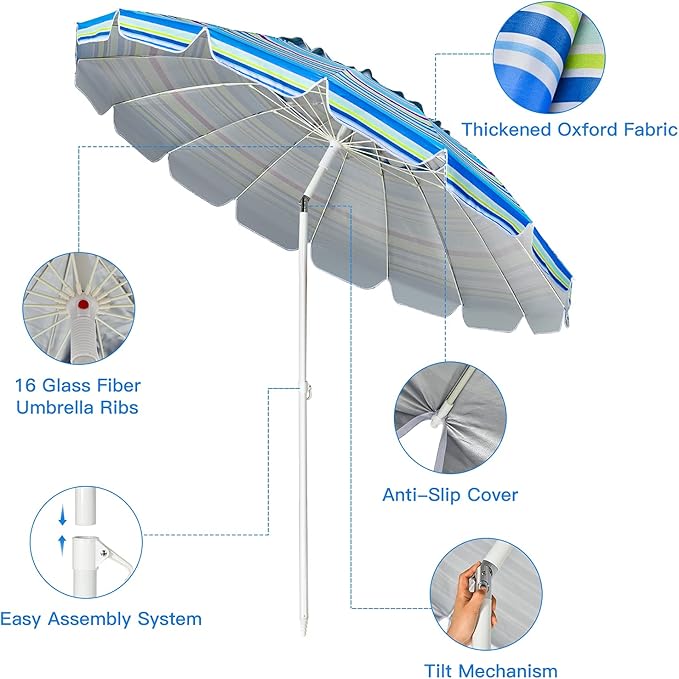 Giantex 8 Ft Beach Umbrella