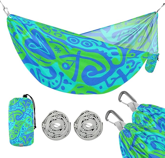 Blue-Green Tie-dye 330lb Capacity Hammocks for Camping with Portabl Carry Bag Rope Hammock for Outside Patio Garden Bases para hamacas para adultos