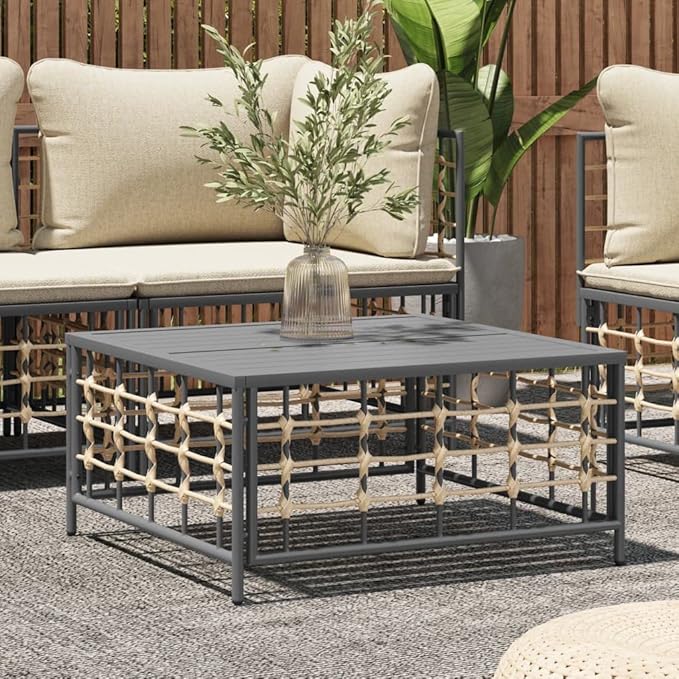 Patio Table Anthracite 27.6"x27.6"x13.4" Poly Rattan, Outdoor Patio Sectional, Outdoor Sofa Set, Furniture Conversation Sets, Outdoor Porch Furniture for Balcony, Yard