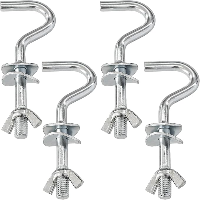 4Pcs Heavy-Duty Metal Hammock Replacement Hooks, 3/8 Inch Diameter, Fits 1-1/4 to 2 Inch Long Holes on Hammock Stands, Hammocks Hooks for Indoor and Outdoor Use