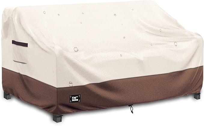 2-Seater Outdoor Couch Cover,58"Wx32"Dx31"H Patio Loveseat Cover,100% Waterproof Heavy Duty Patio Sofa Covers,Patio Furniture Covers,Beige&Brown