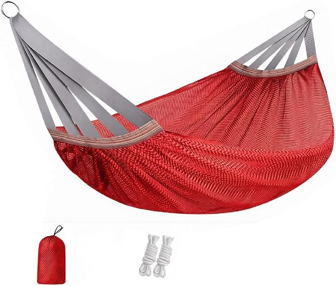 Double Hammock for Camping Outdoor Portable Mesh Swing Chair | Breathable Fabric, Anti Roll Design, Extra Thick Weave, Stable Support, Easy Setup, Space Saving Storage