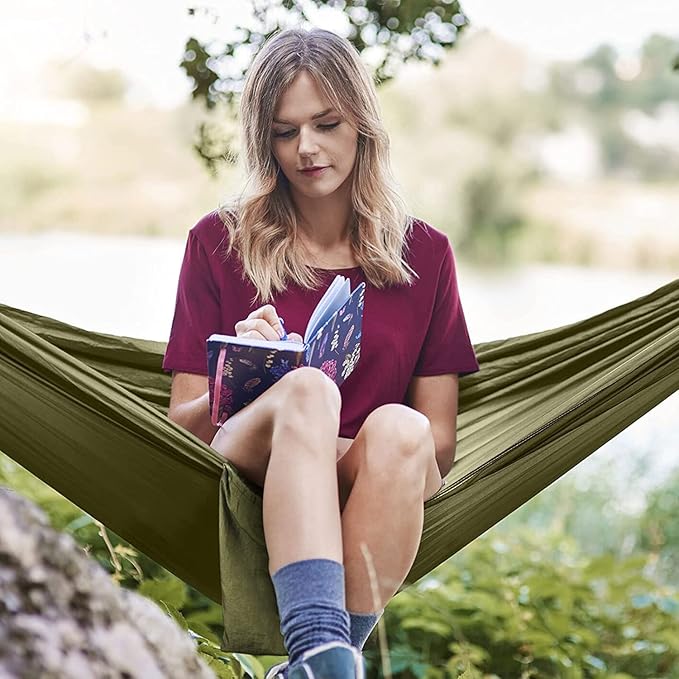 Travel Camping Double Hammock, with Mosquito Net Portable Parachute Nylon Hammock, Light Quick Drying Outdoor Hammock, for Outdoor Indoor Camping (Color : B, Size : 260x140cm)