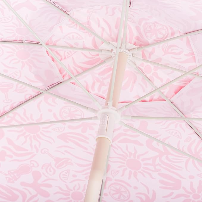 Business & Pleasure Co. Margaritaville Manana Umbrella - 6.5' Beach Umbrella Sand Anchor, 7' Tall Telescopic Aluminum Pole, UPF 50+
