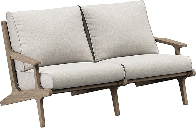 Modway Saratoga 4-Piece Outdoor Furniture Set in Pebble - Patio Conversation Set with Sofa, Loveseat, Side Table and Coffee Table