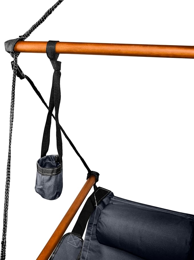 Hammaka Hanging Hammock Air Chair, Wooden Dowels, Black
