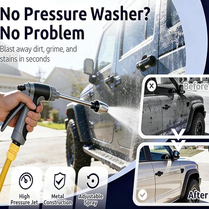 Hose Hawk Pressure Washer, Hosehawk Pro Multi Function High Pressure Water Jet with 360° Rotating Nozzle, 3 Spray Modes (Blu-1)