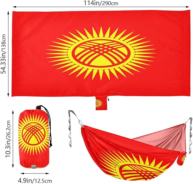National Flag of The Kyrgyz Republic Hammocks with Portabl Carry Bag Backyard Hammock for Indoor Outdoor Patio