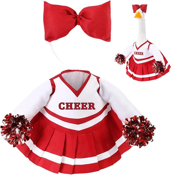2 Pcs Cheerleader Porch Goose Outfit Clothes Cheerleading for 23" Goose Costume Garden Yard Outdoor Decorations