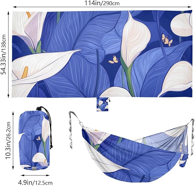 Safari Calla Lily Royal Blue 330lb Capacity Hammocks for Camping with Portabl Carry Bag Swing Hammock for Patio Backyard Lounge Base hamaca con Base para adultos