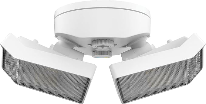 Lithonia Lighting HomeGuard 2-Light LED Outdoor Flood Lights, Outdoor LED Lights, Dusk to Dawn Sensor, Adjustable Lumens, Selectable Color, Square Heads, White (HGX LED 2SH ALO SWW2 120 PE WH M2)