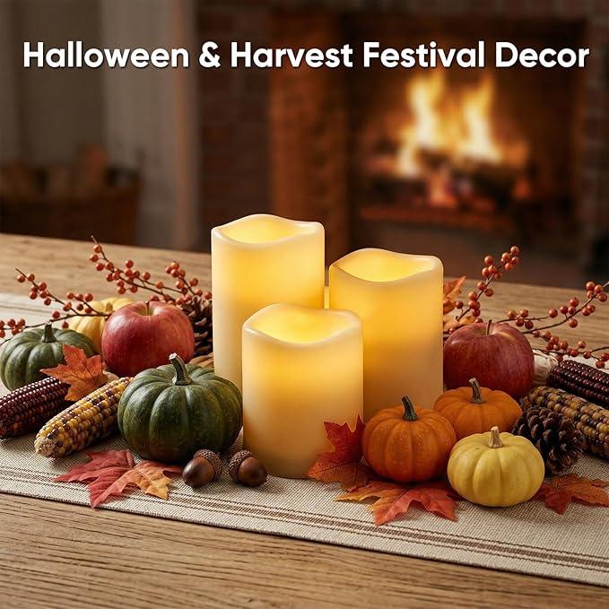 Amagic Waterproof Outdoor Flameless Candles with Timer, Battery Operated Candles with Remote Control, Electric LED Pillar Candle for Outside Patio, Garden, Wedding Decor, D3 x H4 5" 6", Set of 9