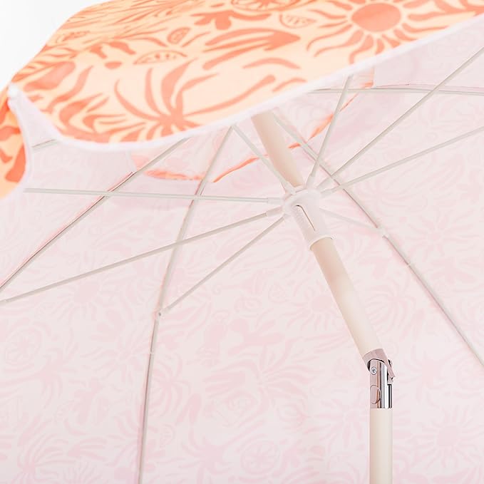 Business & Pleasure Co. Margaritaville Manana Umbrella - 6.5' Beach Umbrella Sand Anchor, 7' Tall Telescopic Aluminum Pole, UPF 50+